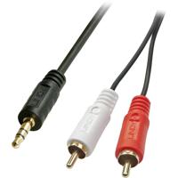 LINDY 35685 Cinch / Jackplug Audio Aansluitkabel [2x Cinch-stekker - 1x Jackplug male 3,5 mm] 10.00 m Zwart - thumbnail