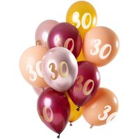 Ballonnen Set 30 Jaar Roze/Goud Premium - 12 Stuks