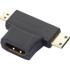 SpeaKa Professional SP-7870584 HDMI Y-adapter [1x HDMI-stekker C mini, HDMI-stekker D micro - 1x HDMI-bus] Zwart Vergulde steekcontacten