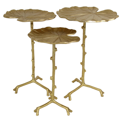 Wants&Needs Accessoires Bijzettafel Leaf Metaal Goud 40.5 X 40.5 X 61 S/3