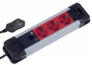 Bachmann 2m 3x Schuko H05VV-F 3G 1.0mm² power uitbreiding 3 AC-uitgang(en) Zwart, Rood