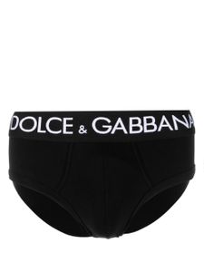 Dolce & Gabbana slip en coton stretch à logo imprimé - Noir