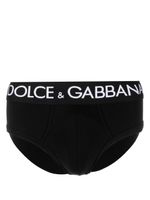 Dolce & Gabbana slip en coton stretch à logo imprimé - Noir - thumbnail