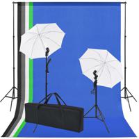 VidaXL Fotostudio set met 5 gekleurde achtergronden & 2 paraplu&apos;s