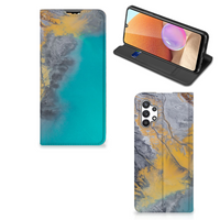 Samsung Galaxy A32 4G | A32 5G Enterprise Editie Standcase Marble Blue Gold - thumbnail