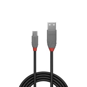 Lindy 36732 1m USB 2.0 Cable USB A Micro-USB B Mannelijk Mannelijk Zwart, Grijs USB-kabel