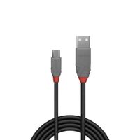 Lindy 36732 1m USB 2.0 Cable USB A Micro-USB B Mannelijk Mannelijk Zwart, Grijs USB-kabel - thumbnail