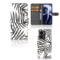 OnePlus Nord 2T Hoesje Leaves Grey - thumbnail