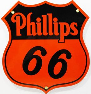 Phillips 66 Oranje Logo Emaille Bord 30 x 28 cm