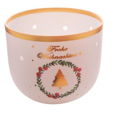 Porseleinen theelicht ‘Vrolijk kerstfeest’