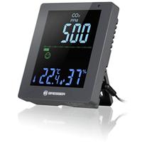 BRESSER CO2 Luchtkwaliteitsmonitor, luchtmeter met kooldioxidedetector en weergave van vochtigheid en temperatuur, grijs