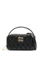 Miu Miu sac à bandoulière matelassé à plaque logo - Noir