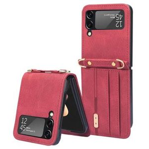 Samsung Galaxy Z Flip4 Hybrid Hoesje met Kaarthouder - Rood