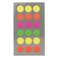 Hobby stickers - 216x stuks - D15 mm - neon kleuren ronde stickers - Kantoor stickers - Scrapbook