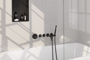 Brauer Black Edition inbouw badkraan met uitloop en staafhanddouche zwart mat