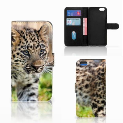 Apple iPhone 6 Plus | 6s Plus Telefoonhoesje met Pasjes Baby Luipaard