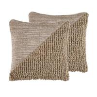 Beliani-ASLANAPA -Sierkussen set van 2-Beige-45 x 45 cm-Katoen - thumbnail