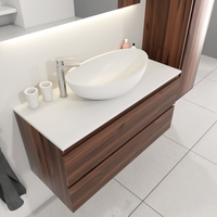 SaniGoods Sally badkamermeubel 100cm donker eiken met Solid Surface waskom ovaal - thumbnail