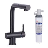 Keukenkraan Black massief RVS met uitloop inclusief 3M Waterfilter - thumbnail