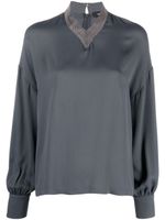 Fabiana Filippi blouse ornée de perles à manches longues - Gris