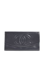 CHANEL Pre-Owned portefeuille en cuir à logo CC (1992) - Bleu