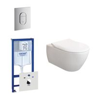 Villeroy & Boch Subway 2.0 ViFresh toiletset met slimseat softclose en quick release en bedieningsplaat verticaal chroom 0729205/0729240/ga91964/sw60341/ - thumbnail