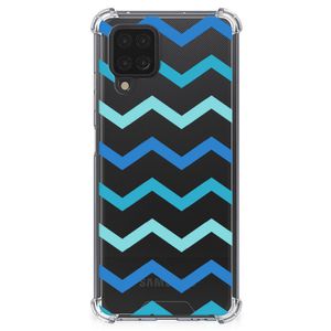 Samsung Galaxy A12 Doorzichtige Silicone Hoesje Zigzag Blauw