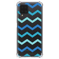 Samsung Galaxy A12 Doorzichtige Silicone Hoesje Zigzag Blauw - thumbnail