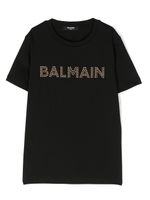 Balmain Kids t-shirt en coton à logo strassé - Noir