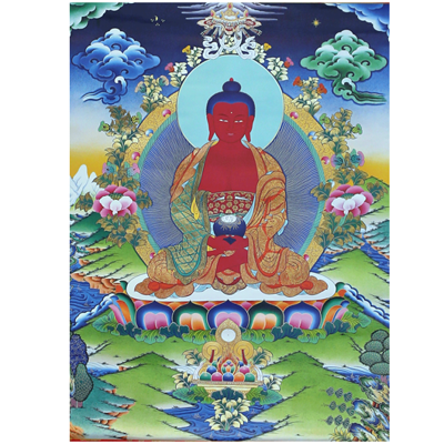 Thangka reproductie Amithaba - 100x60 - Brokaat
