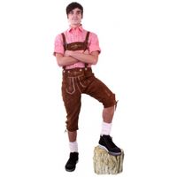 Bruine luxe bierfeest/oktoberfest  lederhosen verkleedkleding lange leren broek voor heren 56 (2XL)  - - thumbnail