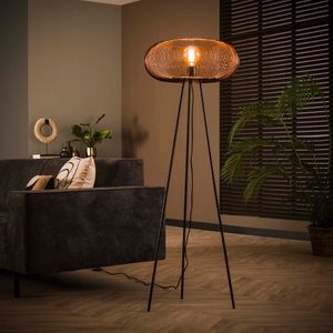 LifestyleFurn Vloerlamp Mallory 140cm - Zwart nikkel