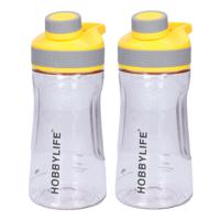 Waterfles / drinkfles / sportfles Aquamania - 2x - geel - 530 ml - kunststof - bpa vrij - thumbnail