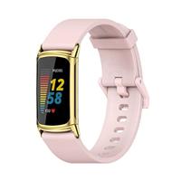 By Qubix - Compatible met Fitbit Charge 5 - Fitbit Charge 6 Extra soft siliconen bandje - Roze - Compatible fitbit bandje