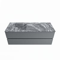 MONDIAZ VICA-DLUX 130cm badmeubel onderkast Plata 2 lades. Inbouw wastafel CLOUD links 1 kraangat, kleur Lava. - thumbnail