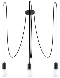 Sollux Hanglamp Edison 3 lichts E27 zwart