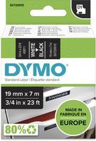 Dymo D1 tape 19 mm, wit op zwart - thumbnail