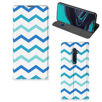 OPPO Reno2 Hoesje met Magneet Zigzag Blauw