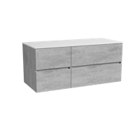 Storke Edge zwevend badmeubel 120 x 52 cm beton donkergrijs met Tavola enkel of dubbel wastafelblad in solid surface mat wit