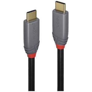 LINDY USB-kabel USB 3.2 Gen2x2 USB-C stekker, USB-C stekker 0.50 m Zwart, Grijs 36900