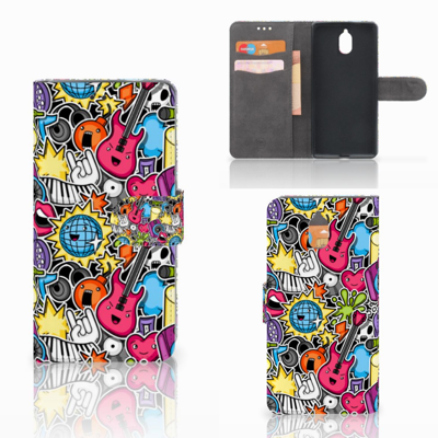 Nokia 3.1 (2018) Wallet Case met Pasjes Punk Rock Nokia 3.1 (2018) Wallet Case met Pasjes Punk Rock