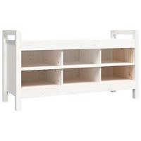 vidaXL Halbankje 110x40x60 cm massief grenenhout wit, bankje, entreebankje, woonkamerbankje, gangbankje, opbergbankje, zitplaatsen, stoel bankje