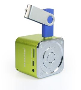 Mini-luidspreker Technaxx MusicMan Mini AUX, SD, USB Groen