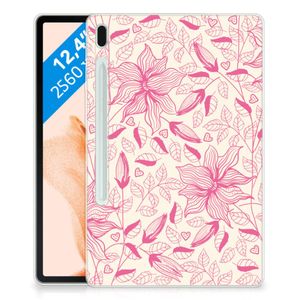 Samsung Galaxy Tab S7FE Siliconen Hoesje Pink Flowers