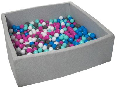 Viking Choice  Vierkante ballenbak 120x120 cm met 600 ballen wit, blauw, paars, grijs & turquoise
