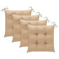 vidaXL Stoelkussens 4 st 40x40x7 cm oxford stof beige