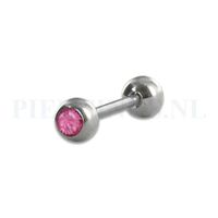 Tongpiercing met roze kristal