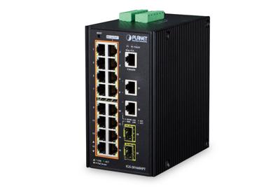 PLANET IGS-20160HPT - Switch - L3 - Beheerd - 16 x 10/100/1000 (PoE+) + 2 x 10/100/1000 + 2 x SFP - monteerbaar op DIN-rails, wandbevestiging - PoE+ PLANET IGS-20160HPT - Switch - L3 - Beheerd - 16 x 10/100/1000 (PoE+) + 2 x 10/100/1000 + 2 x SFP - monteerbaar op DIN-rails, wandbevestiging - PoE+