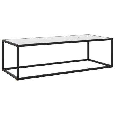 vidaXL Salontafel met wit marmerglas 120x50x35 cm zwart vidaXL Salontafel met wit marmerglas 120x50x35 cm zwart