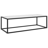 vidaXL Salontafel met wit marmerglas 120x50x35 cm zwart